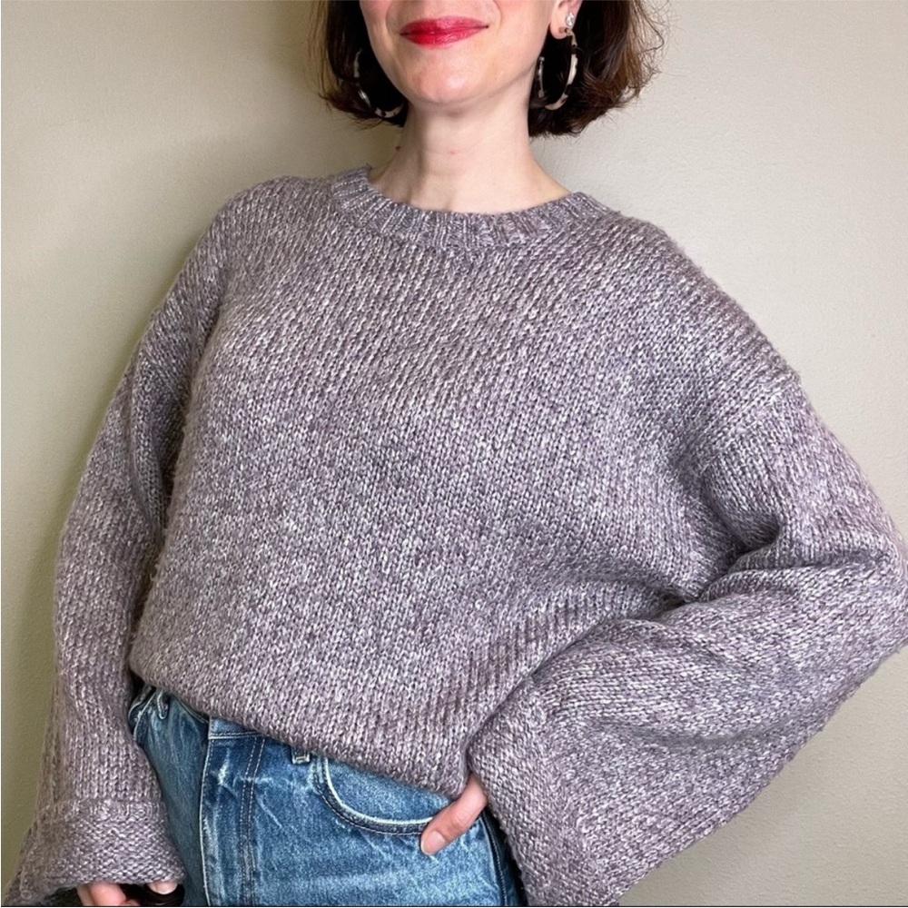 Carve Designs Estes crop Sweater Cuffed Sleeves Purple Women’s Size XL